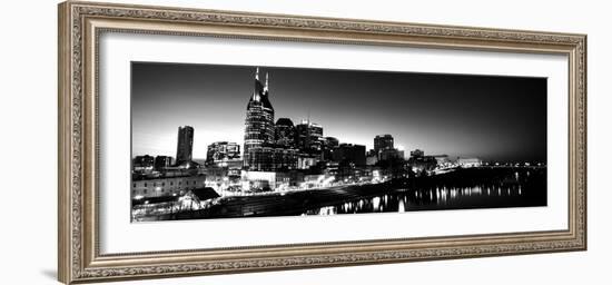 Skylines at Night Along Cumberland River, Nashville, Tennessee, USA-null-Framed Photographic Print