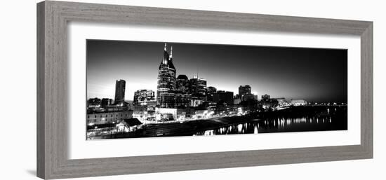 Skylines at Night Along Cumberland River, Nashville, Tennessee, USA-null-Framed Photographic Print