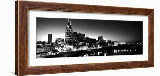 Skylines at Night Along Cumberland River, Nashville, Tennessee, USA-null-Framed Photographic Print