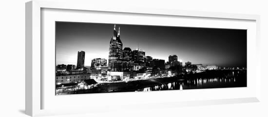 Skylines at Night Along Cumberland River, Nashville, Tennessee, USA-null-Framed Photographic Print