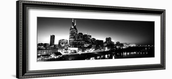 Skylines at Night Along Cumberland River, Nashville, Tennessee, USA-null-Framed Photographic Print