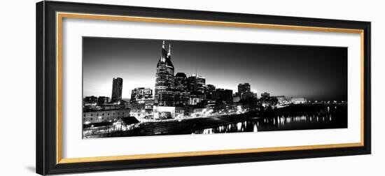 Skylines at Night Along Cumberland River, Nashville, Tennessee, USA-null-Framed Photographic Print