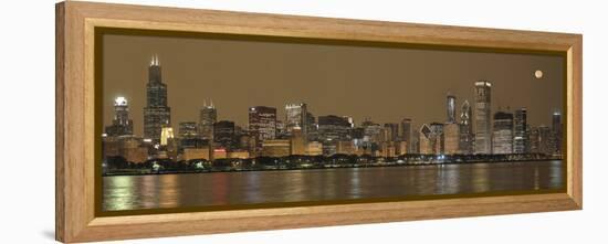 Skylines at the Waterfront at Night, Chicago, Cook County, Illinois, USA-null-Framed Premier Image Canvas