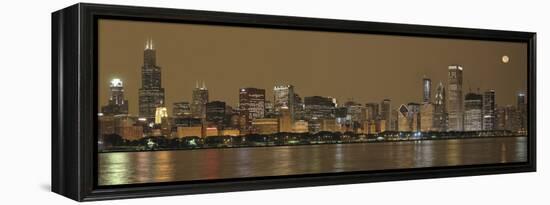 Skylines at the Waterfront at Night, Chicago, Cook County, Illinois, USA-null-Framed Premier Image Canvas