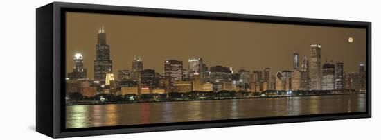 Skylines at the Waterfront at Night, Chicago, Cook County, Illinois, USA-null-Framed Premier Image Canvas