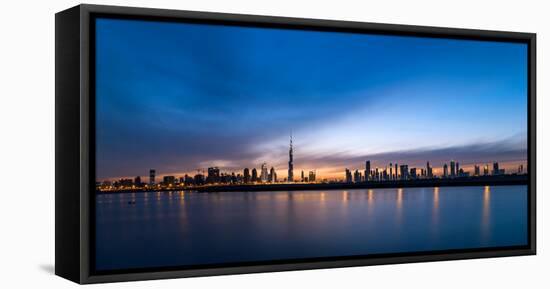 Skylines at the Waterfront at Sunset, Dubai, United Arab Emirates 2013-null-Framed Stretched Canvas