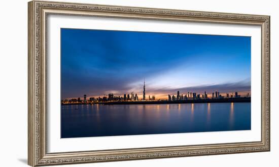 Skylines at the Waterfront at Sunset, Dubai, United Arab Emirates 2013-null-Framed Photographic Print