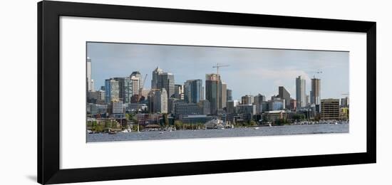 Skylines at the waterfront, Lake Union, Seattle, King County, Washington State, USA-null-Framed Photographic Print