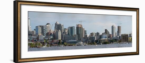 Skylines at the waterfront, Lake Union, Seattle, King County, Washington State, USA-null-Framed Photographic Print