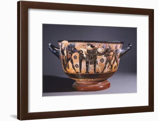 Skyphos Showing Battle for Delphic Tripod Between Hercules and Apollo-null-Framed Giclee Print