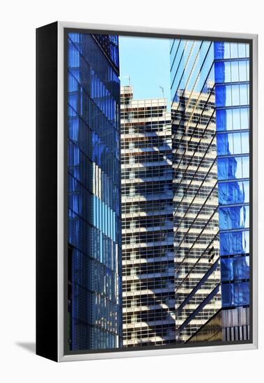 Skyscraper Apartments Glass Buildings Abstract Blue Reflection New York City, Ny-William Perry-Framed Premier Image Canvas