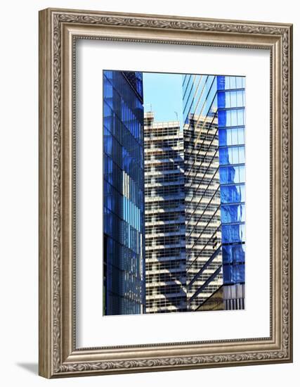 Skyscraper Apartments Glass Buildings Abstract Blue Reflection New York City, Ny-William Perry-Framed Photographic Print