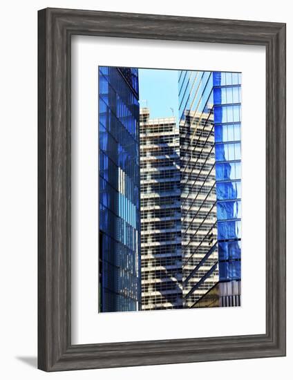 Skyscraper Apartments Glass Buildings Abstract Blue Reflection New York City, Ny-William Perry-Framed Photographic Print