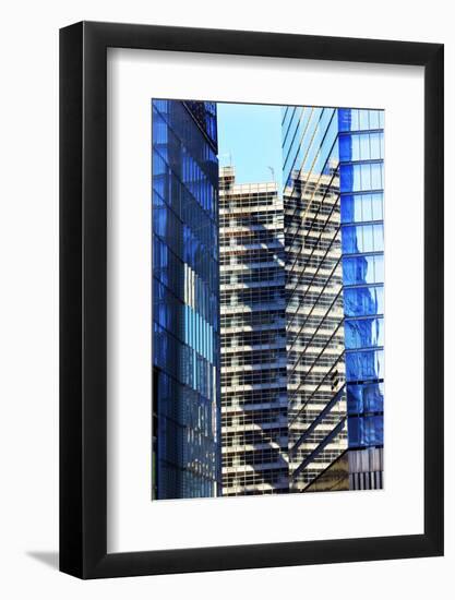 Skyscraper Apartments Glass Buildings Abstract Blue Reflection New York City, Ny-William Perry-Framed Photographic Print