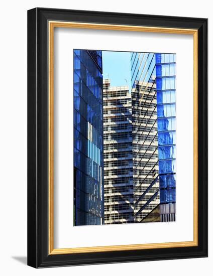 Skyscraper Apartments Glass Buildings Abstract Blue Reflection New York City, Ny-William Perry-Framed Photographic Print