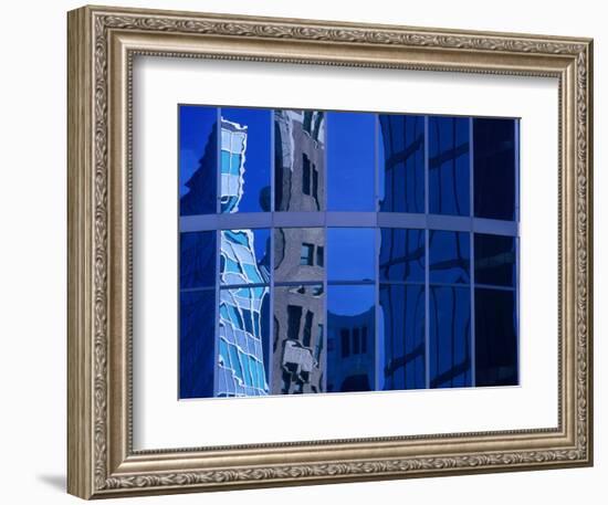 Skyscraper Reflections in Glass Windows on Cordova Street Vancouver, British Columbia, Canada-Barnett Ross-Framed Photographic Print