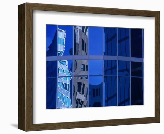 Skyscraper Reflections in Glass Windows on Cordova Street Vancouver, British Columbia, Canada-Barnett Ross-Framed Photographic Print