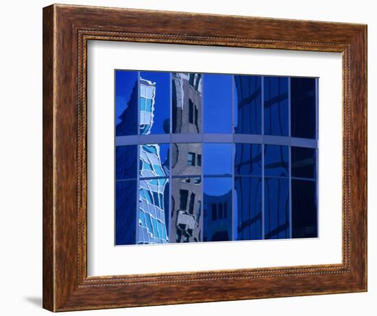 Skyscraper Reflections in Glass Windows on Cordova Street Vancouver, British Columbia, Canada-Barnett Ross-Framed Photographic Print