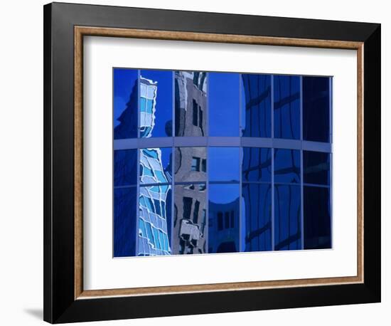 Skyscraper Reflections in Glass Windows on Cordova Street Vancouver, British Columbia, Canada-Barnett Ross-Framed Photographic Print