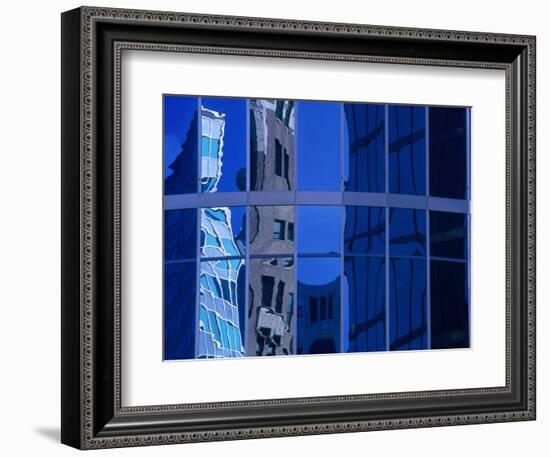 Skyscraper Reflections in Glass Windows on Cordova Street Vancouver, British Columbia, Canada-Barnett Ross-Framed Photographic Print