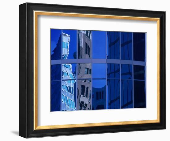 Skyscraper Reflections in Glass Windows on Cordova Street Vancouver, British Columbia, Canada-Barnett Ross-Framed Photographic Print