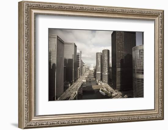 Skyscrapers Along the Chicago River, Chicago, Illinois, United States of America, North America-Amanda Hall-Framed Photographic Print