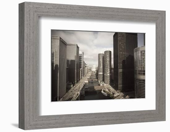 Skyscrapers Along the Chicago River, Chicago, Illinois, United States of America, North America-Amanda Hall-Framed Photographic Print