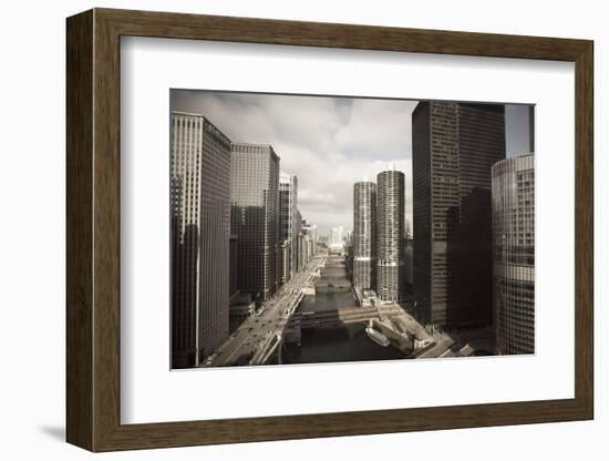 Skyscrapers Along the Chicago River, Chicago, Illinois, United States of America, North America-Amanda Hall-Framed Photographic Print