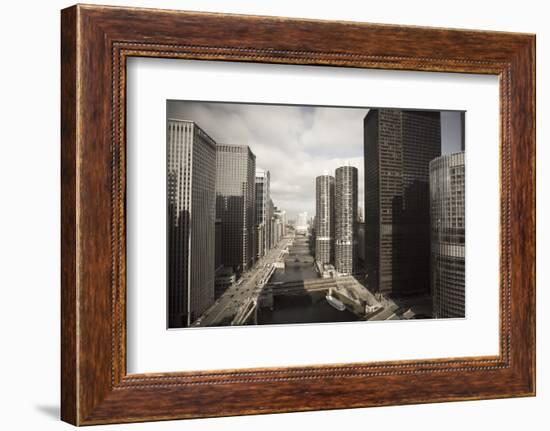 Skyscrapers Along the Chicago River, Chicago, Illinois, United States of America, North America-Amanda Hall-Framed Photographic Print