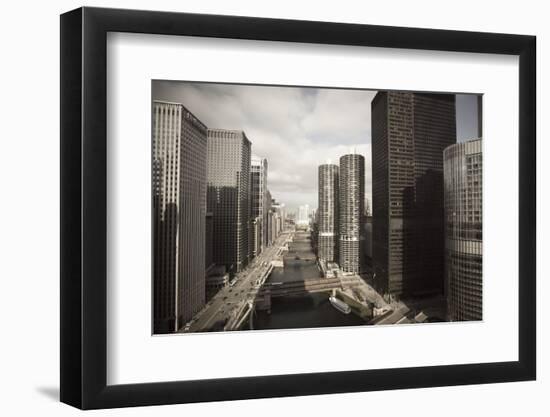 Skyscrapers Along the Chicago River, Chicago, Illinois, United States of America, North America-Amanda Hall-Framed Photographic Print