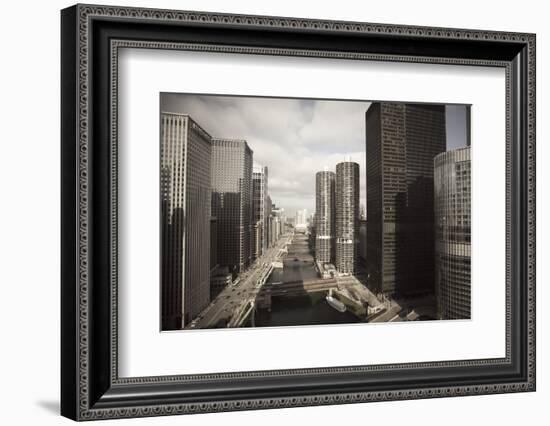 Skyscrapers Along the Chicago River, Chicago, Illinois, United States of America, North America-Amanda Hall-Framed Photographic Print