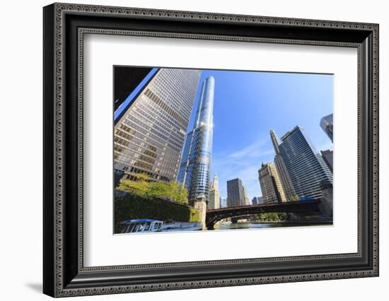 Skyscrapers Along the Chicago River, Including Trump Tower, Chicago, Illinois, USA-Amanda Hall-Framed Photographic Print