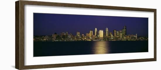 Skyscrapers at the Waterfront, Elliott Bay, Seattle, King County, Washington State, USA-null-Framed Photographic Print