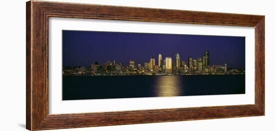 Skyscrapers at the Waterfront, Elliott Bay, Seattle, King County, Washington State, USA-null-Framed Photographic Print