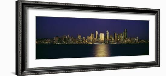Skyscrapers at the Waterfront, Elliott Bay, Seattle, King County, Washington State, USA-null-Framed Photographic Print
