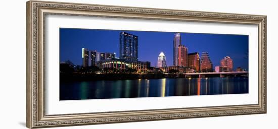 Skyscrapers at the Waterfront, Lady Bird Lake, Austin, Texas, Usa-null-Framed Photographic Print