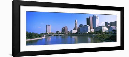 Skyscrapers at the waterfront, Scioto River, Columbus, Ohio, USA-null-Framed Photographic Print