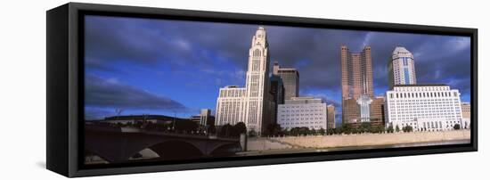 Skyscrapers at the waterfront, Scioto River, Columbus, Ohio, USA-null-Framed Premier Image Canvas