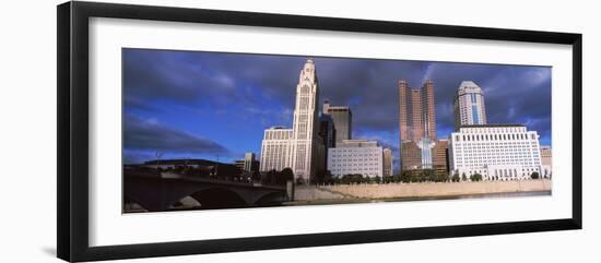 Skyscrapers at the waterfront, Scioto River, Columbus, Ohio, USA-null-Framed Photographic Print
