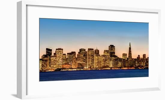 Skyscrapers at the waterfront viewed from Treasure Island, San Francisco, California, USA-null-Framed Photographic Print