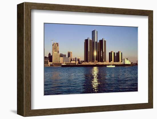 Skyscrapers by the water in Detroit-null-Framed Photographic Print