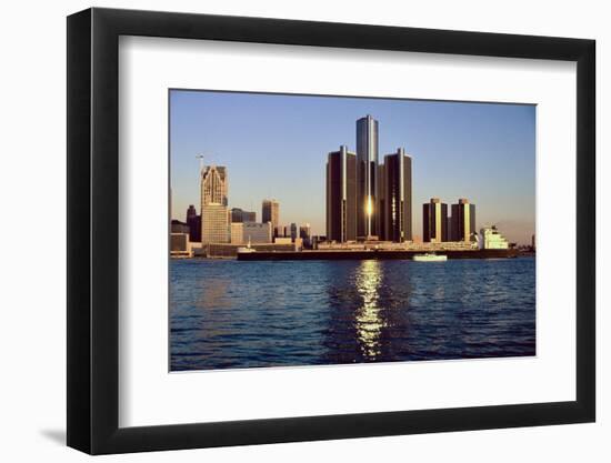 Skyscrapers by the water in Detroit-null-Framed Photographic Print