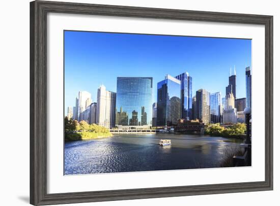 Skyscrapers Follow the Curve of the Chicago River, Chicago, Illinois, United States of America-Amanda Hall-Framed Photographic Print