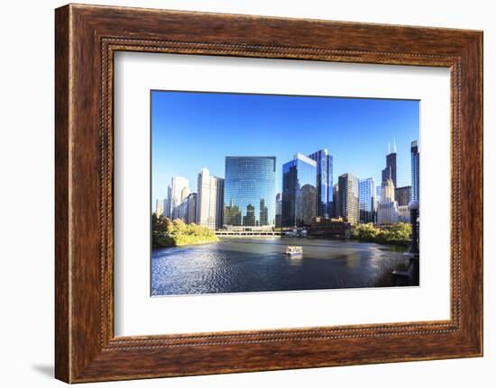 Skyscrapers Follow the Curve of the Chicago River, Chicago, Illinois, United States of America-Amanda Hall-Framed Photographic Print