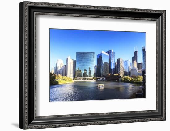 Skyscrapers Follow the Curve of the Chicago River, Chicago, Illinois, United States of America-Amanda Hall-Framed Photographic Print