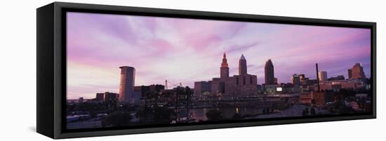 Skyscrapers in a city, Cleveland, Ohio, USA-null-Framed Premier Image Canvas