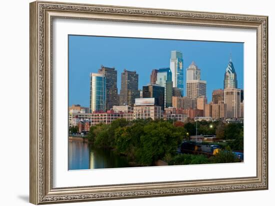 Skyscrapers in a City, Delaware River, Philadelphia, Pennsylvania, Usa-null-Framed Photographic Print