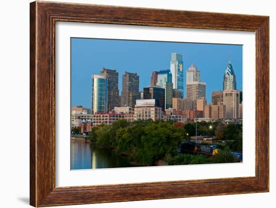 Skyscrapers in a City, Delaware River, Philadelphia, Pennsylvania, Usa-null-Framed Photographic Print