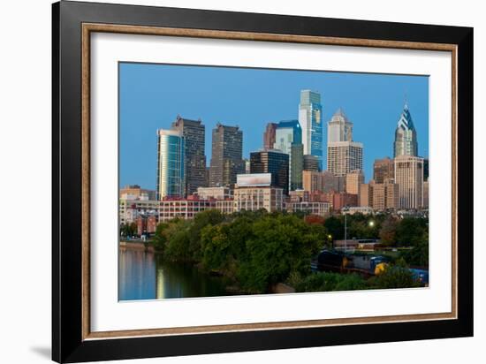 Skyscrapers in a City, Delaware River, Philadelphia, Pennsylvania, Usa-null-Framed Photographic Print