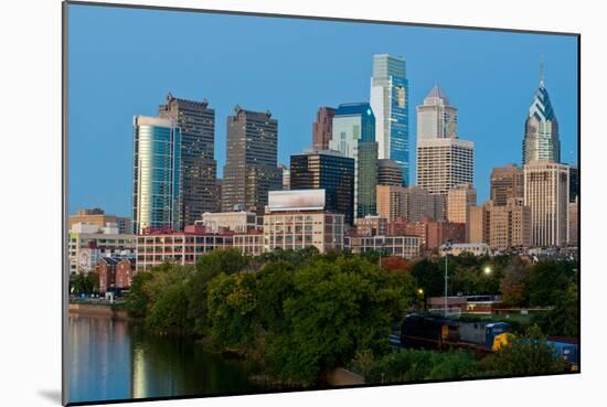 Skyscrapers in a City, Delaware River, Philadelphia, Pennsylvania, Usa-null-Mounted Photographic Print